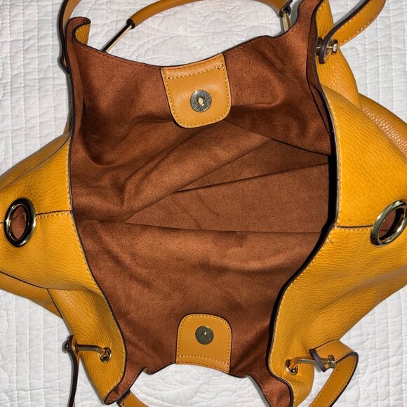 Sondra Roberts Large Double Handled Soft Pebbled Vegan Leather Hobo Purse - Picture 4 of 11